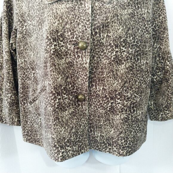 TALBOTS WOMAN! LUXE MICRO LEOPARD PRINT VELVETEEN JACKET! BROWN, BLACK, SZ 18WP - Picture 5 of 10